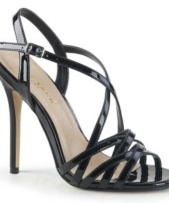 Pleaser Shoes By Pleaser USA AMUSE-13 Pleaser Shoes Black Strappy Sexy High Heel Sandal