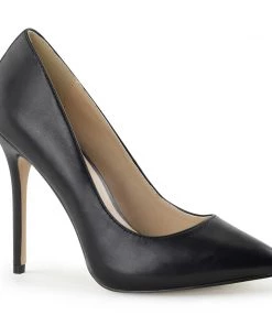Pleaser Shoes By Pleaser USA AMUSE-20 Pleaser Shoes Black Vegan Leather High Heel Pump Sexy Pumps