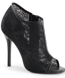Fabulicious Shoes By Pleaser USA AMUSE-56 Fabulicious Shoes Lace Overlay High Heel Sexy Bootie Booties And Ankle High Boots
