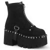 ASHES-100 Demonia Shoes Faux Suede Gothic Boot Women's Demonia Footwear
