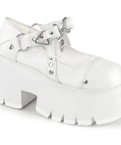 ASHES-33 Demonia Shoes White Vegan Gothic Maryjane