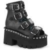 ASHES-70 Demonia Shoes Metal Studded Platform Gothic Boot Women's Demonia Footwear