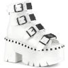Women's Demonia Footwear ASHES-70 Demonia Shoes White Gothic Ankle Bootie
