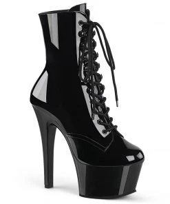 Pleaser Shoes By Pleaser USA ASPIRE-1020 Comfortable Black Patent Stripper Boots Booties And Ankle High Boots