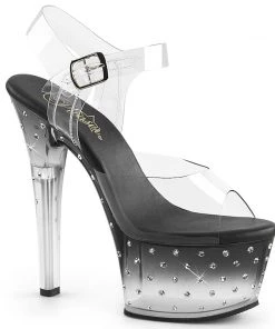 Pleaser Shoes By Pleaser USA ASPIRE-608STD Pleaser Shoes Black Tinted Rhinestone Comfortable Stripper Shoe 6 Inch Heels