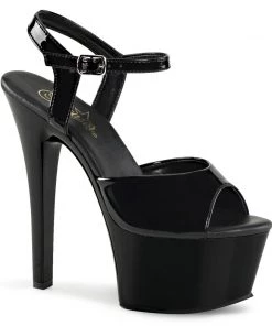 Pleaser Shoes By Pleaser USA ASPIRE-609 Pleaser Shoes Black Patent Platform Comfortable Pole Dancing Shoe