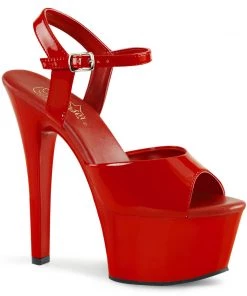 Pleaser Shoes By Pleaser USA ASPIRE-609 Red Platform Comfortable Pole Dancing Shoes 6 Inch Heels