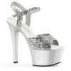 Pleaser Shoes By Pleaser USA ASPIRE-609G Silver Glitter 6 Inch Heel Stripper Shoes 6 Inch Heels