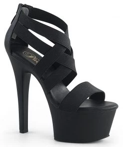 Pleaser Shoes By Pleaser USA ASPIRE-669 Strappy Elastic Band Comfy Stripper Shoe 6 Inch Heels
