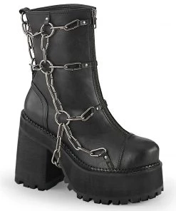 ASSAULT-66 Demonia Shoes Gothic Chain Boot