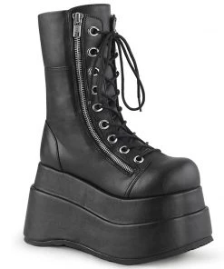 Demonia Shoes Women's Demonia Footwear BEAR-265 Vegan Leather Platform Mid Calf Gothic Demonia Boot