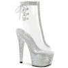 Pleaser Shoes By Pleaser USA BEJEWELED-1018C-2RS Pleaser Shoes Rhinestone Encrusted Platform Clear Stripper Shoe Booties And Ankle High Boots