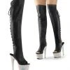 Pleaser Shoes By Pleaser USA BEJEWELED-3019DM-7 Pleaser Shoes Rhinestone Platform Thigh High Stripper Boot Thigh High Boots
