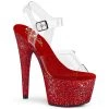 Pleaser Shoes By Pleaser USA BEJEWELED-708DM Pleaser Shoes Red Rhinestone Platform Exotic Dancer Shoe