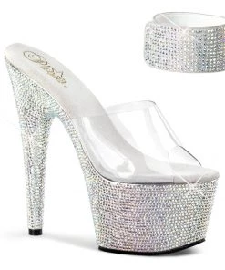 Pleaser Shoes By Pleaser USA 7 Inch Heels BEJEWELED-712RS Pleaser Shoes Rhinestone Detached Ankle Cuff Exotic Dancer Shoe