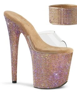 Pleaser Shoes By Pleaser USA BEJEWELED-812RS Pleaser Shoes Rose Gold Rhinestone Exotic Dancer Shoes 8 Inch Heels