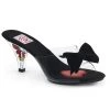 Pin Up Couture Halloween Costume Footwear BELLE-301BOW Clear Slide Sandal With Black Velvet Bow