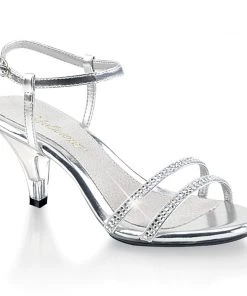 Fabulicious Shoes By Pleaser USA BELLE-316 Metallic Silver Strappy Rhinestone Prom Sandal