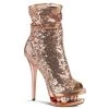 Pleaser Shoes By Pleaser USA BLONDIE-R-1008 Rose Gold Sequin Platform Sexy Boot Booties And Ankle High Boots