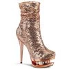 Pleaser Shoes By Pleaser USA Booties And Ankle High Boots BLONDIE-R-1009 Pleaser Shoes Rose Gold Sequin Booties
