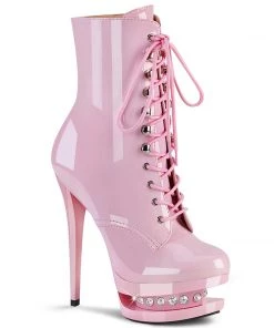 Pleaser Shoes By Pleaser USA BLONDIE-R-1020 Pleaser Shoes Baby Pink Sexy Boots Booties And Ankle High Boots