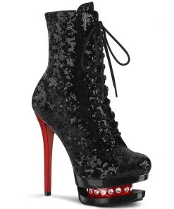 Pleaser Shoes By Pleaser USA BLONDIE-R-1020 Sequin And Rhinestone Platform Sexy Boot Booties And Ankle High Boots