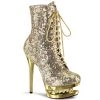 Pleaser Shoes By Pleaser USA Booties And Ankle High Boots BLONDIE-R-1020 Gold Sequin Pole Dancing Ankle Boot