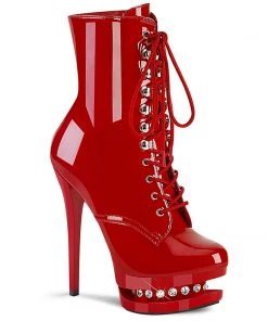 Pleaser Shoes By Pleaser USA BLONDIE-R-1020 Pleaser Shoes Red Patent Sexy Bootie Booties And Ankle High Boots