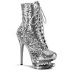 Pleaser Shoes By Pleaser USA BLONDIE-R-1020 Silver Sequin Platform Ankle Boot Booties And Ankle High Boots