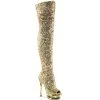 Pleaser Shoes By Pleaser USA BLONDIE-R-3011 Pleaser Shoes Gold Sequin Thigh High High Sexy Boot