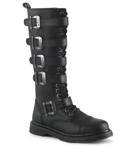 BOLT-425 Demonia Shoes Knee High Buckle Strap Combat Boot