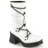BRATTY-120 Demonia Shoes White Gothic Boot Women's Demonia Footwear