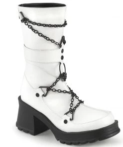 BRATTY-120 Demonia Shoes White Gothic Boot Women's Demonia Footwear