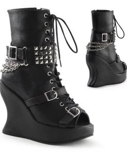 Demonia Shoes BRAVO-89 Studded Platform Wedge Gothic Boot Women's Demonia Footwear
