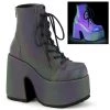 CAMEL-203 Demonia Shoes Green Reflective Gothic Bootie