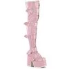 CAMEL-305 Demonia Shoes Pink Patent Thigh High Platform Boots Women's Demonia Footwear