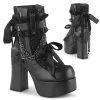 Demonia Shoes Women's Demonia Footwear CHARADE-110 Block Heel Chain Gothic Demonia Bootie