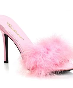 Fabulicious Shoes By Pleaser USA Halloween Costume Footwear CLASSIQUE-01F Fabulious Shoes Pink Marabou Sexy Slipper