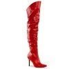 Pleaser Shoes By Pleaser USA CLASSIQUE-3011 Pleaser Shoes Red Faux Leather Thigh High Sexy Boot Halloween Costume Footwear