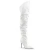 Pleaser Shoes By Pleaser USA CLASSIQUE-3011 Pleaser Shoes White Faux Leather Thigh High Sexy Boots Halloween Costume Footwear