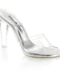 Fabulicious Shoes By Pleaser USA CLEARLY-401 Clear 4 Inch High Heel Sexy Slide Sandal