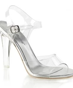 Fabulicious Shoes By Pleaser USA Evening And Prom Shoes CLEARLY-408 Clear 4 Inch High Heel Sexy Sandal