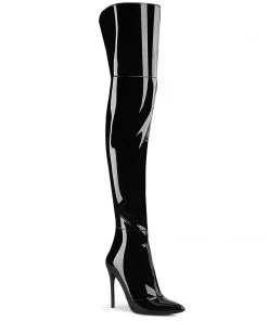 Pleaser Shoes By Pleaser USA Thigh High Boots COURTLY-3012 Pleaser Shoes Black Patent Sexy Thigh High Boot
