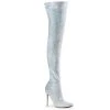Pleaser Shoes By Pleaser USA Thigh High Boots COURTLY-3015 Pleaser Shoes White Glitter Thigh High Sexy Boots