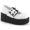 CREEPER-230 Demonia Shoes White Mary Jane Creeper Women's Demonia Footwear