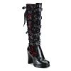 Demonia Shoes CRYPTO-106 Black & Red Demonia Gothic Knee Boot Women's Demonia Footwear
