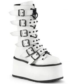 Women's Demonia Footwear DAMNED-225 Demonia Shoes White Gothic Boot