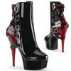Pleaser Shoes By Pleaser USA DELIGHT-1012 Pleaser Shoes Black & Red Buckle Stripper Bootie Halloween Costume Footwear