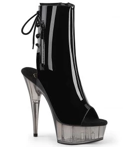 Pleaser Shoes By Pleaser USA DELIGHT-1018T Pleaser Shoes Smoke Tinted Platform Stripper Boot