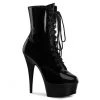 Pleaser Shoes By Pleaser USA DELIGHT-1020 Pleaser Shoes Black Patent Stripper Boots Booties And Ankle High Boots